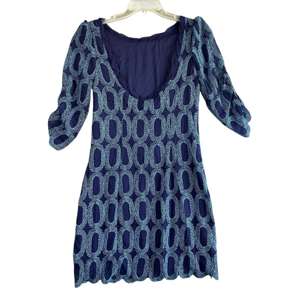 FROCK by Tracy Reese Judy Dress Embroidered Silk Navy Blue Size 6 NWT - Picture 2 of 12
